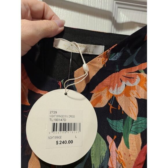 TALULAH Night Mirage Mini Dress Multicolor Floral Print Faux Wrap Style | L NWT - Picture 5 of 12